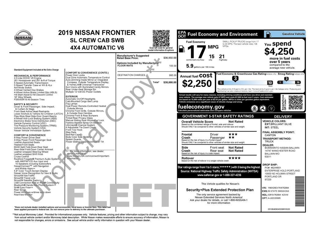 2019 Nissan Frontier SL