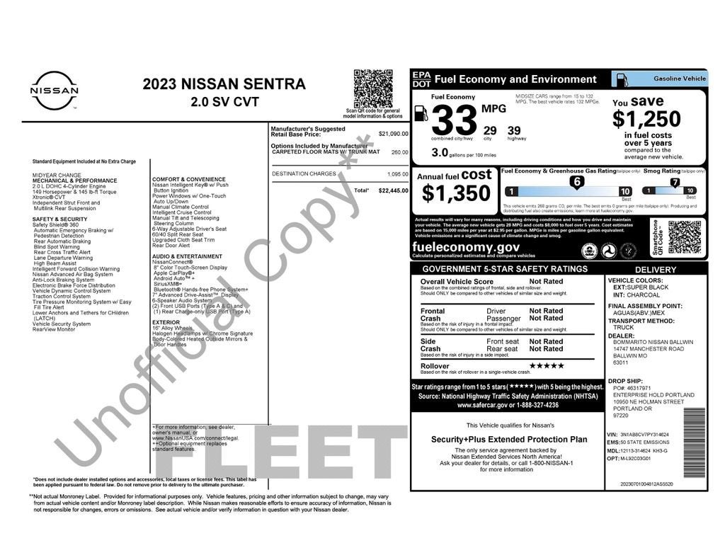 2023 Nissan Sentra SV Xtronic CVT