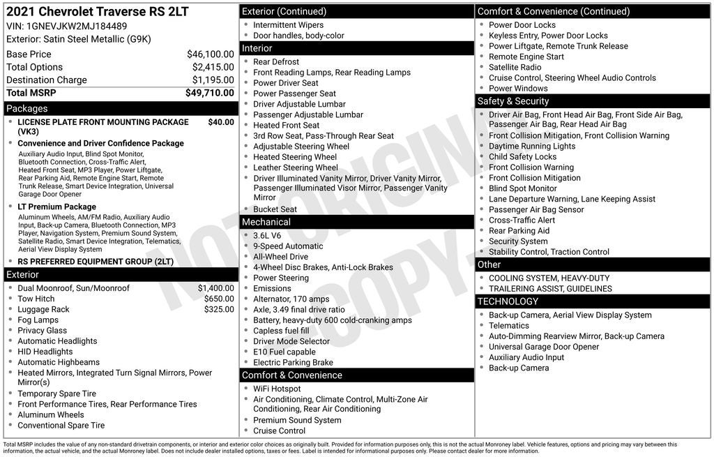 2021 Chevrolet Traverse RS