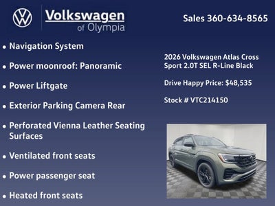 2026 Volkswagen Atlas Cross Sport 2.0T SEL R-Line Black