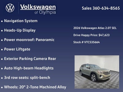 2026 Volkswagen Atlas 2.0T SEL
