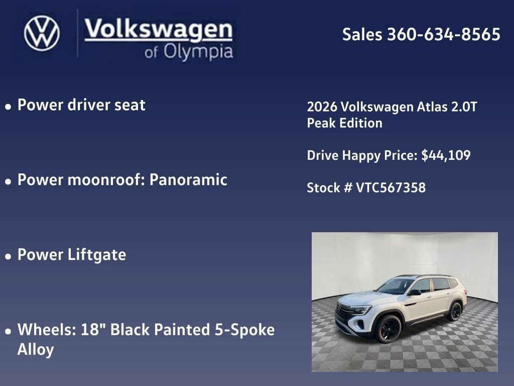 2026 Volkswagen Atlas 2.0T Peak Edition