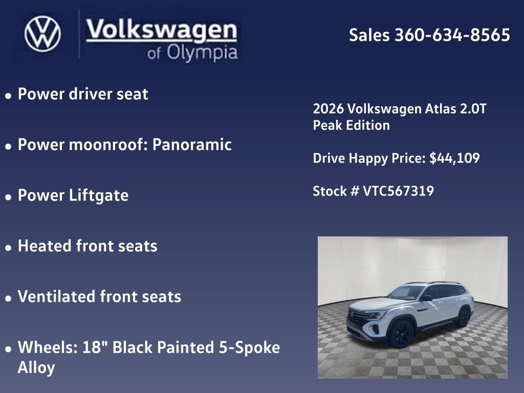 2026 Volkswagen Atlas 2.0T Peak Edition