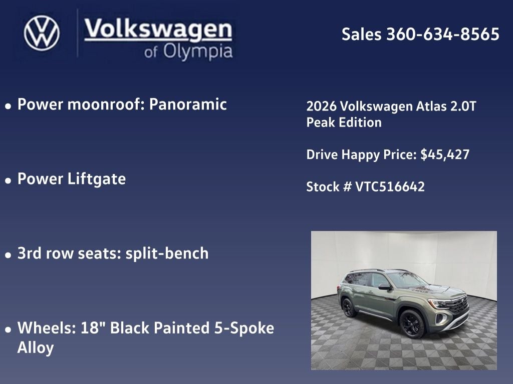 2026 Volkswagen Atlas 2.0T Peak Edition