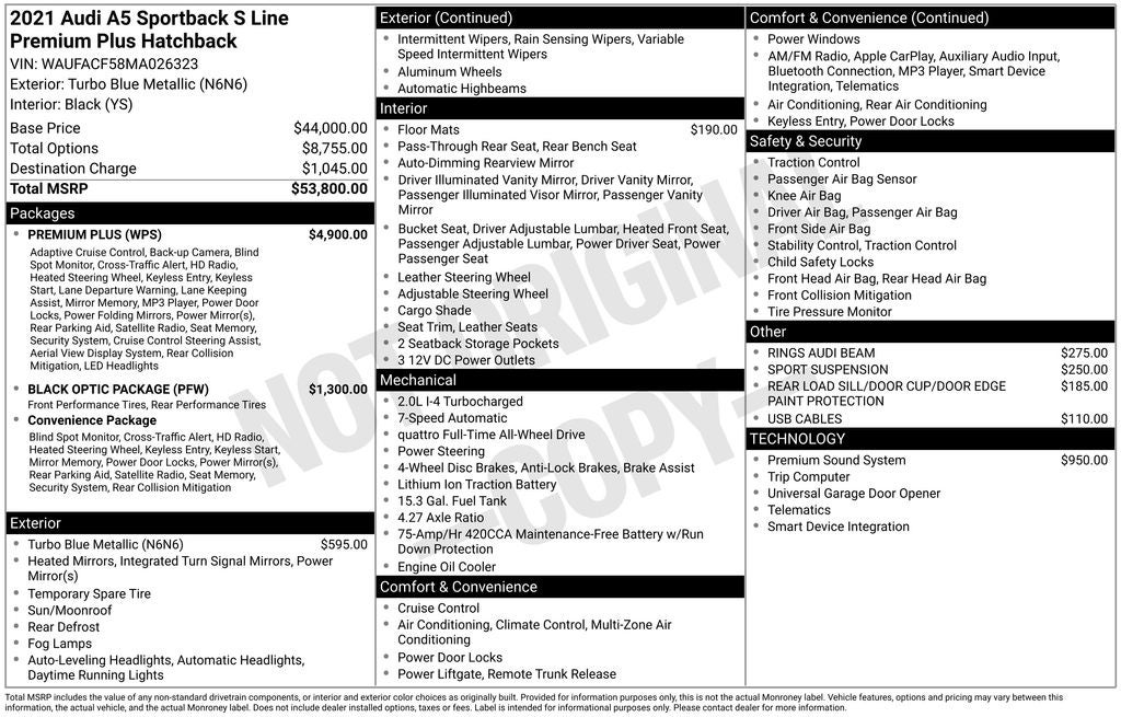 2021 Audi A5 Sportback 45 S line Premium Plus quattro