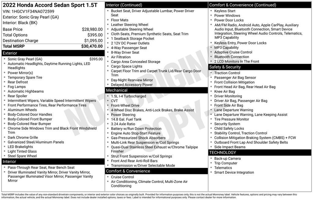2022 Honda Accord Sport