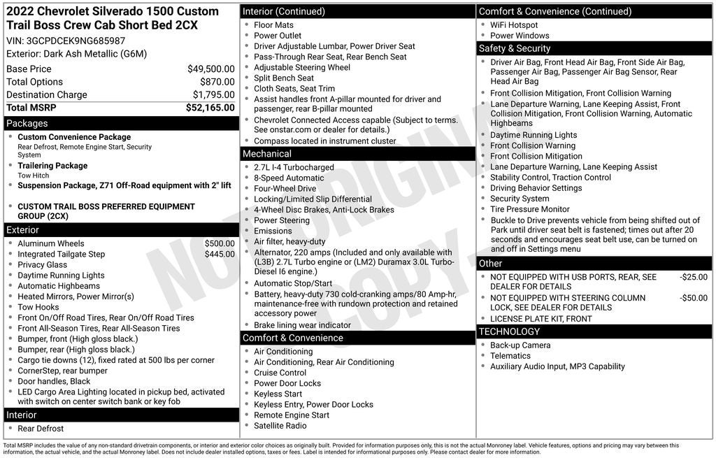 2022 Chevrolet Silverado 1500 Custom Trail Boss