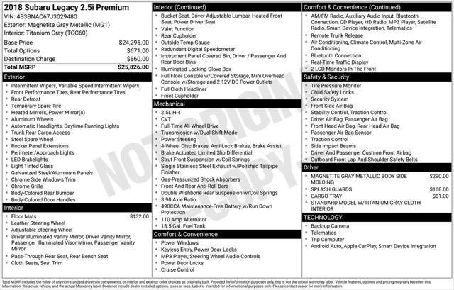 2018 Subaru Legacy 2.5i Premium