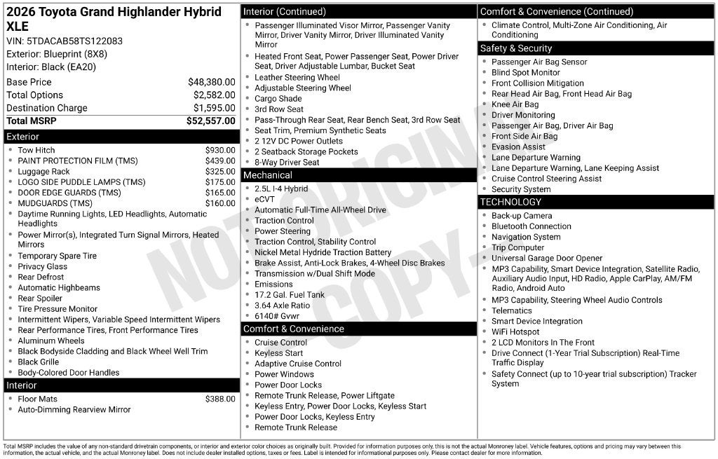 2026 Toyota Grand Highlander Hybrid XLE
