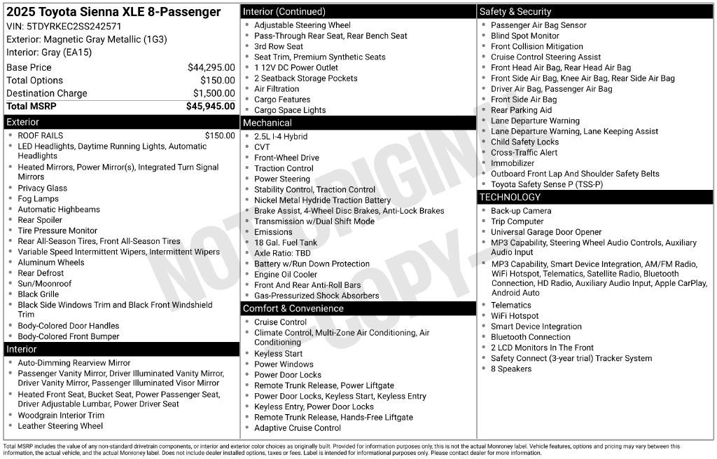 2025 Toyota Sienna XLE 8 Passenger