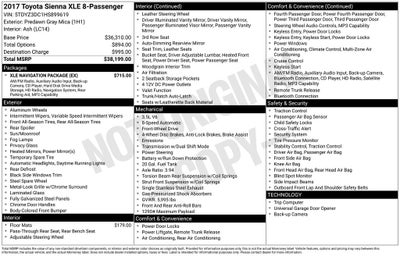 2017 Toyota Sienna XLE 8 Passenger