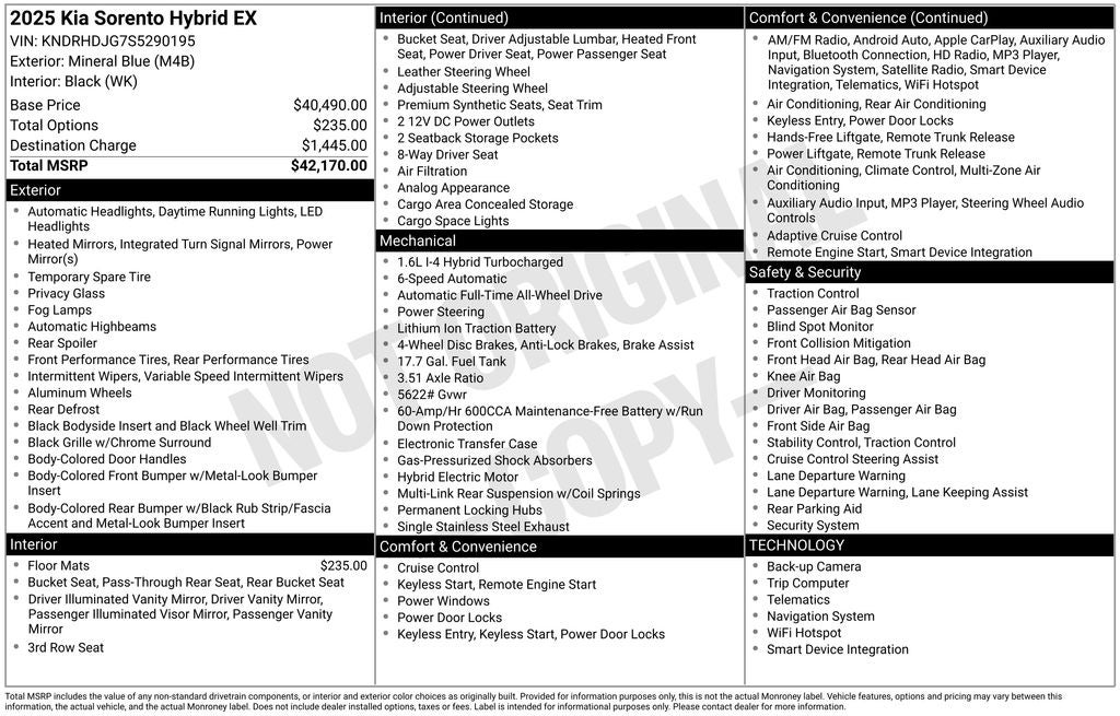 2025 Kia Sorento Hybrid EX
