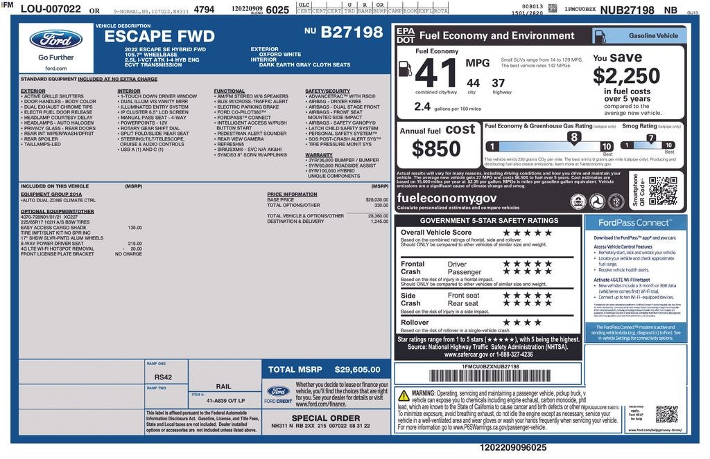 2022 Ford Escape Hybrid SE Hybrid