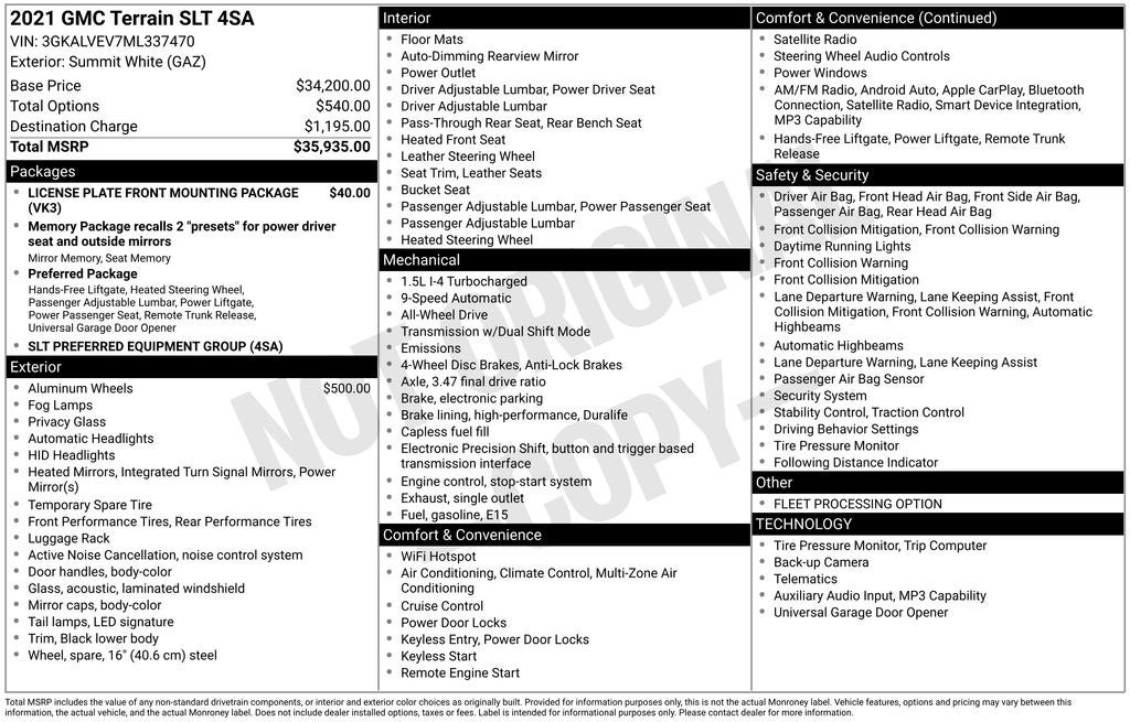 2021 GMC Terrain AWD SLT