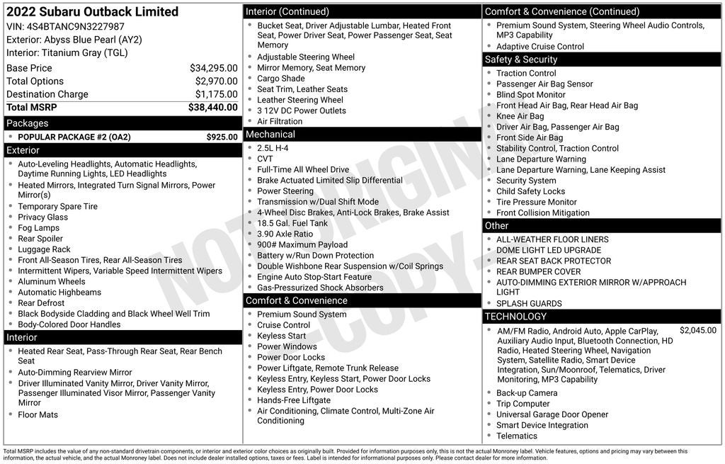 2022 Subaru Outback Limited