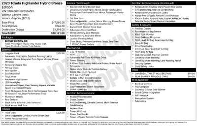2023 Toyota Highlander Hybrid Hybrid XLE Bronze