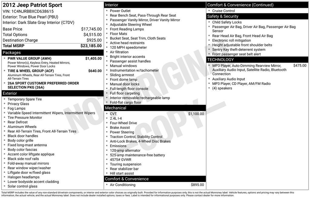 2012 Jeep Patriot Sport