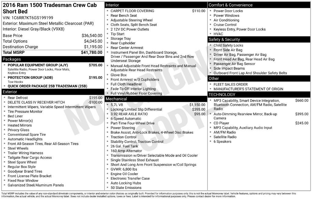 2016 RAM 1500 Tradesman