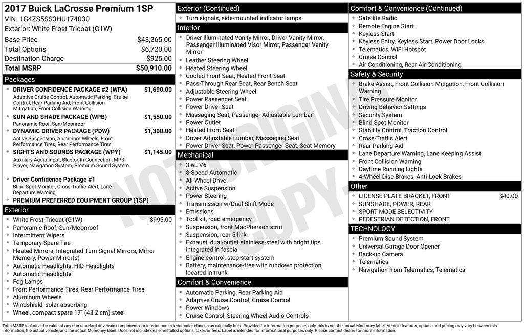 2017 Buick LaCrosse Premium I Group