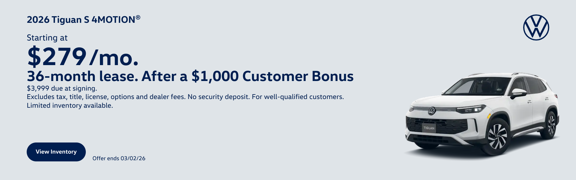 $279/mo. for 36 mo. after $1,000 bonus 